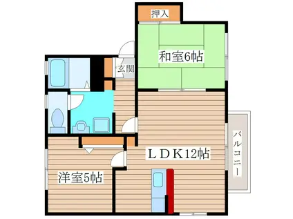 コモンシティ福沼 C棟(2LDK/2階)の間取り写真
