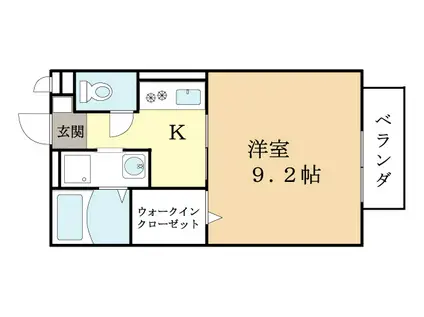 近鉄京都線 新祝園駅 徒歩4分 2階建 築19年(1K/2階)の間取り写真