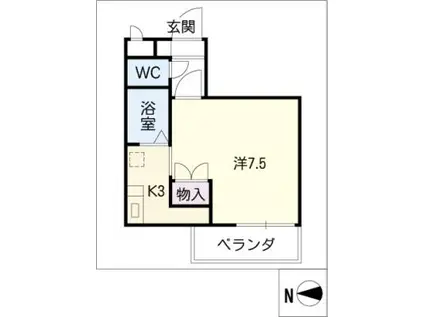 コットンハウス景雲橋(1K/3階)の間取り写真