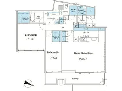 二番町テラス(2LDK/10階)の間取り写真