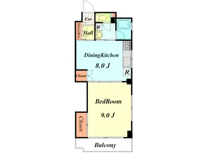 竜星ハイツ(1LDK/4階)の間取り写真