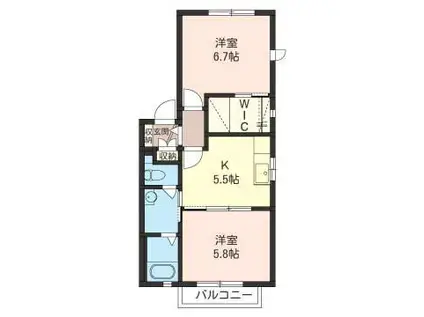 アステール(2DK/2階)の間取り写真