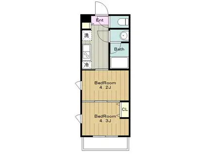 ガーラ・パークヒルズ町田(2K/1階)の間取り写真