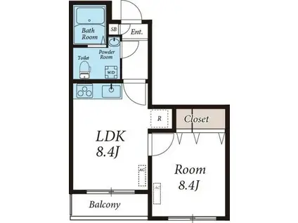 アパートメントライブライフ(1LDK/1階)の間取り写真