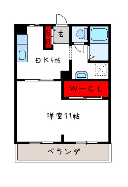 山城ビル(1DK/4階)の間取り写真