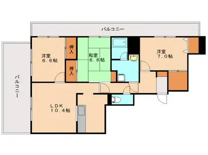 ベルリブール藤(3LDK/2階)の間取り写真
