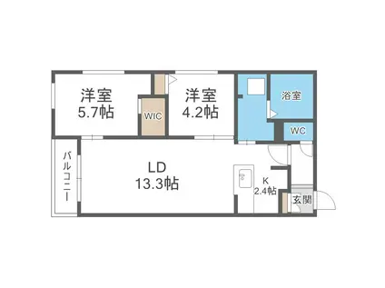 GEレジデンス琴似(2LDK/2階)の間取り写真