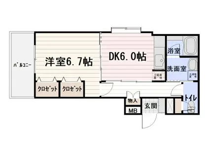 ミルキーウェイ2(1DK/4階)の間取り写真