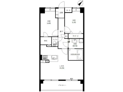 ソルカーサ(2LDK/6階)の間取り写真
