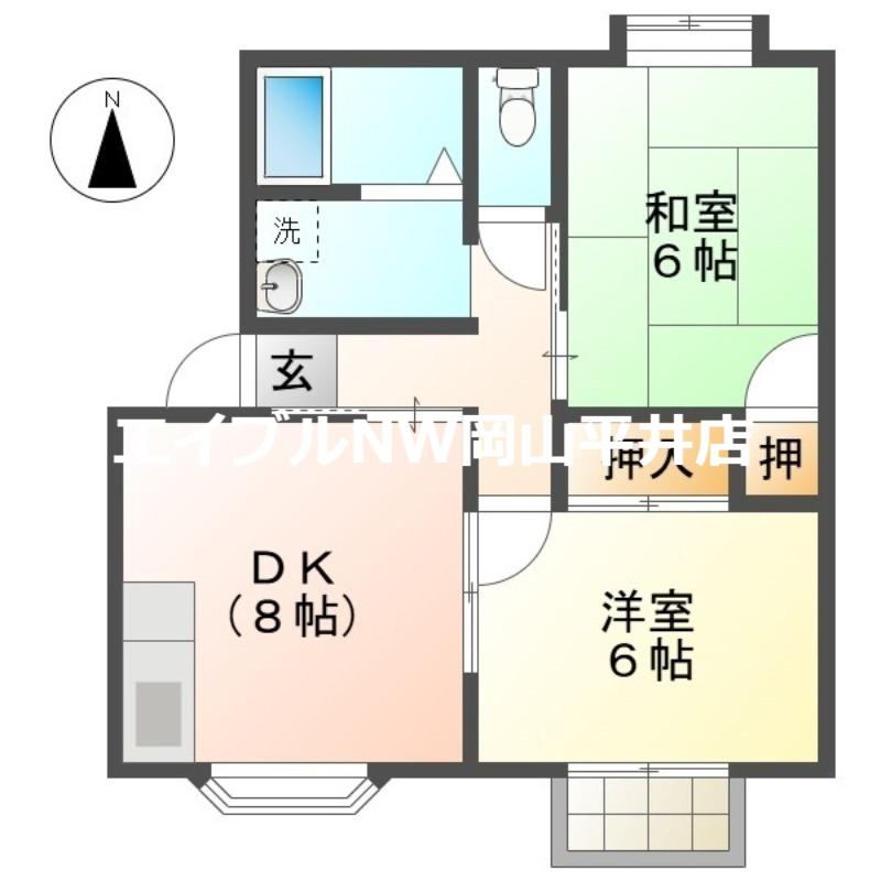 グリーンパーク(2DK/2階)の間取り写真