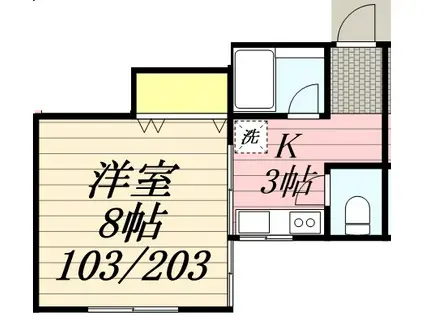 ラ・ブランシュIII(1K/2階)の間取り写真