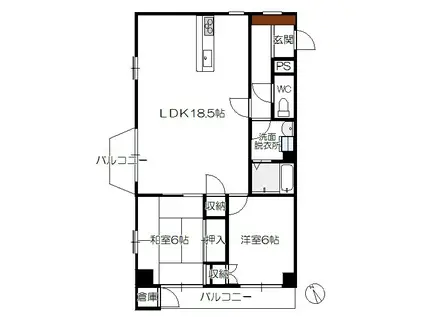 メゾンデューク(2LDK/4階)の間取り写真