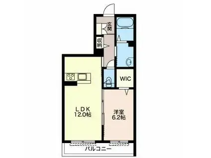 ベルクルーI(1LDK/2階)の間取り写真