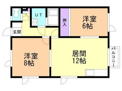 ブライトハウス(2LDK/2階)の間取り写真