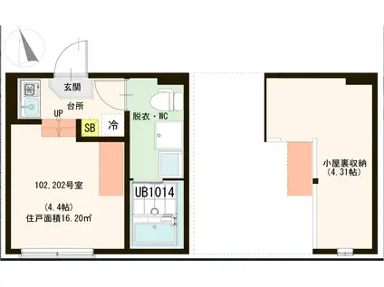 ハーモニーテラス竹の塚V(ワンルーム/1階)の間取り写真