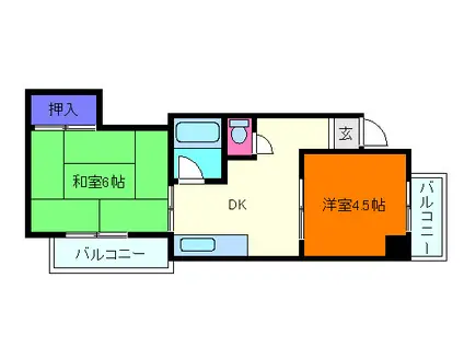 ミナトハイツ(2DK/3階)の間取り写真