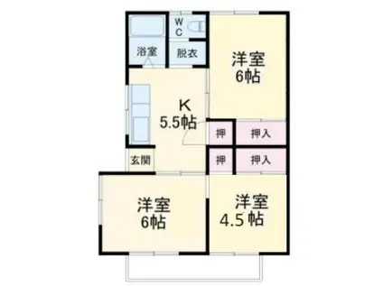 スカイコーポI(3K/2階)の間取り写真