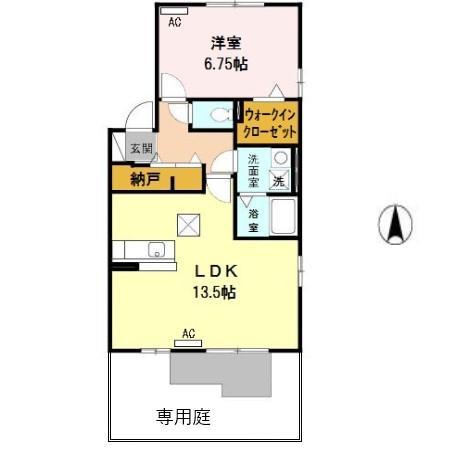 ブルームコートII(1LDK/1階)の間取り写真