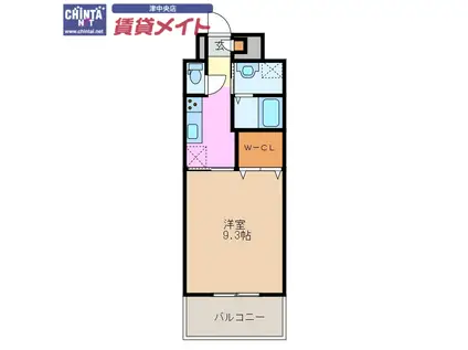 ファーストステージU(1K/3階)の間取り写真