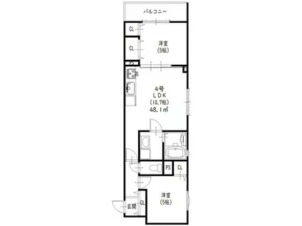 クリエオーレ菊水町(2LDK/2階)の間取り写真