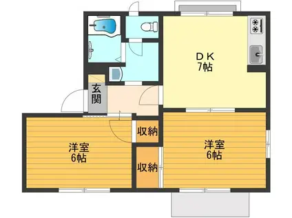 アネックスめじろ台B(2DK/1階)の間取り写真