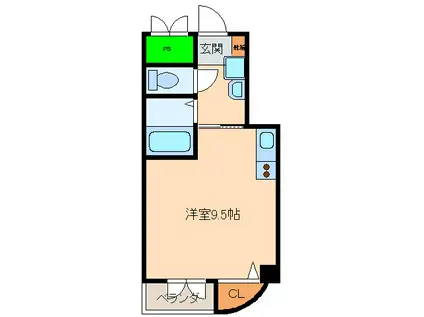 メタモルフォー松西(ワンルーム/2階)の間取り写真