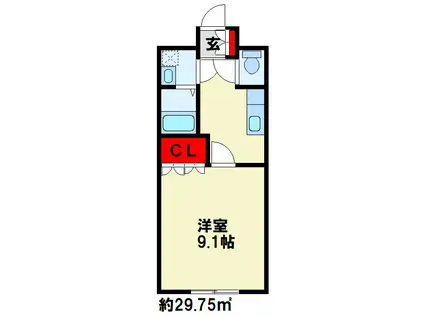 POWER・フレンド(1K/1階)の間取り写真