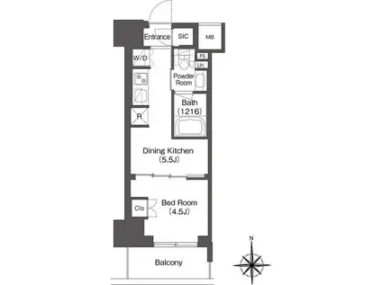 コンフォリア東新宿(1DK/11階)の間取り写真
