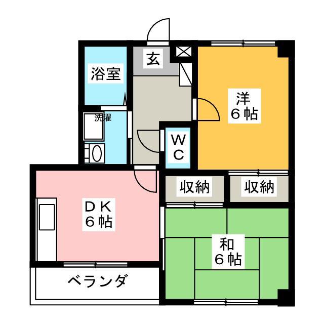ヴィラメゾン MAKI(2DK/1階)の間取り写真
