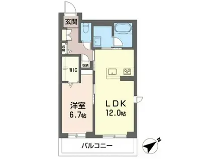 ゼフィール(1LDK/1階)の間取り写真