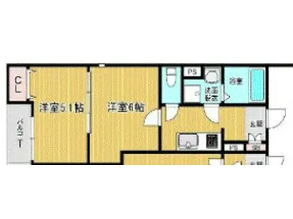 LINO久宝寺(2K/3階)の間取り写真