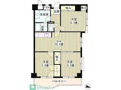 カーザ・エッチェルサ世田谷(3LDK/1階)の間取り写真