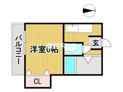 ハイツカレッジヒル(1K/2階)の間取り写真
