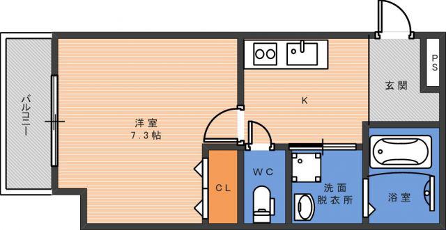 フジパレス今川公園東V番館(1K/2階)の間取り写真