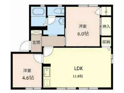 アイクスコートK・L(2LDK/1階)の間取り写真