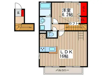 カーサ アルフレチャ(1LDK/2階)の間取り写真