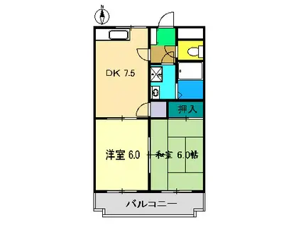 小松ハイツ(2DK/1階)の間取り写真