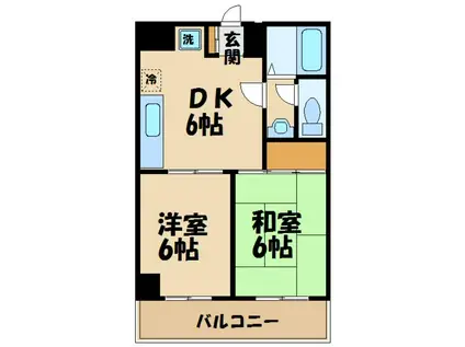 パインクレスト調布(2DK/3階)の間取り写真