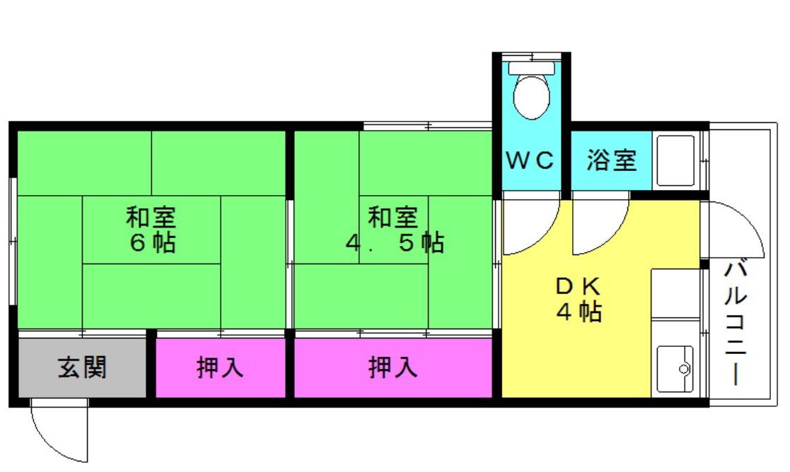 第2晴風荘(2DK/2階)の間取り写真