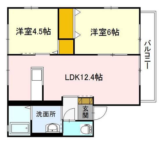 シャングリア(2LDK/1階)の間取り写真