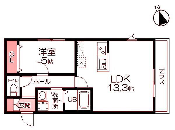 ルフレ本牧(1LDK/3階)の間取り写真