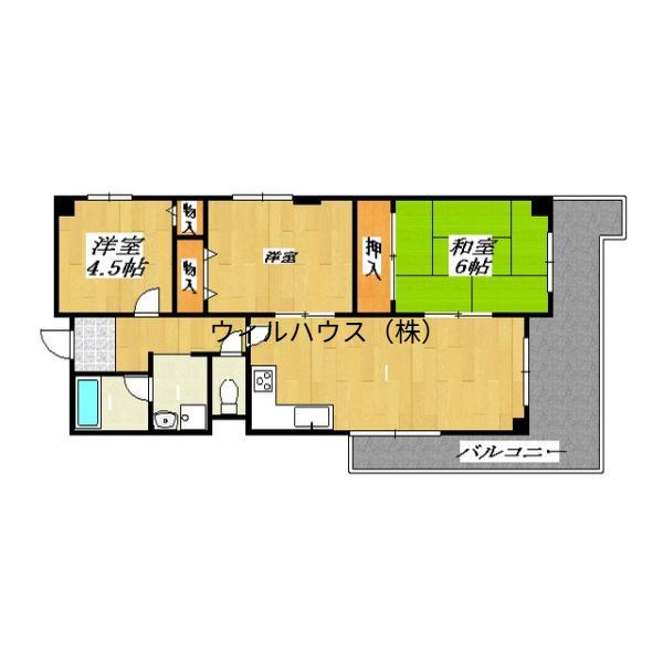 グランディール和泉(3LDK/4階)の間取り写真