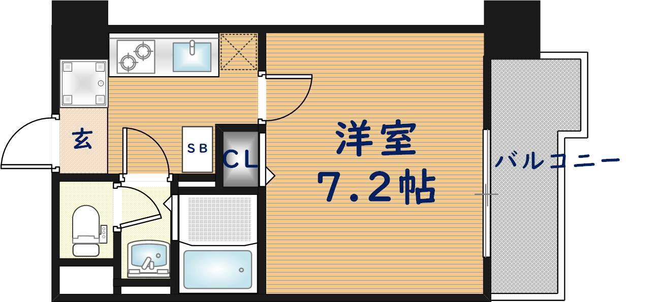Mプラザ布施駅前参番館(1K/7階)の間取り写真