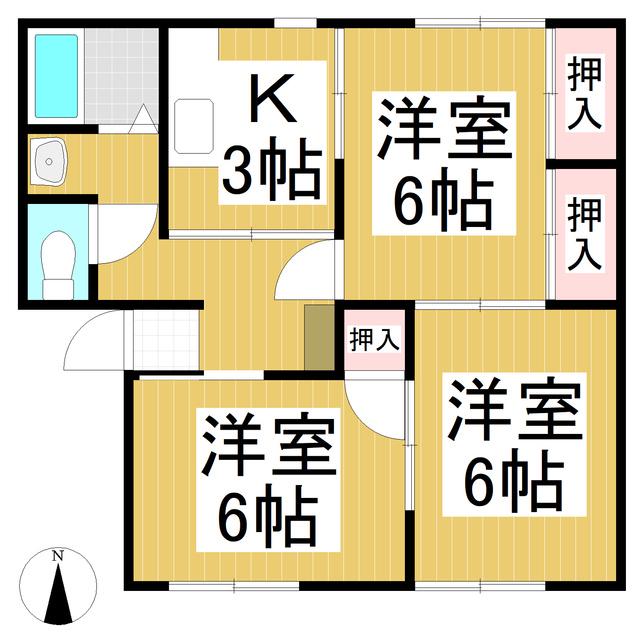 プレジール(3K/2階)の間取り写真