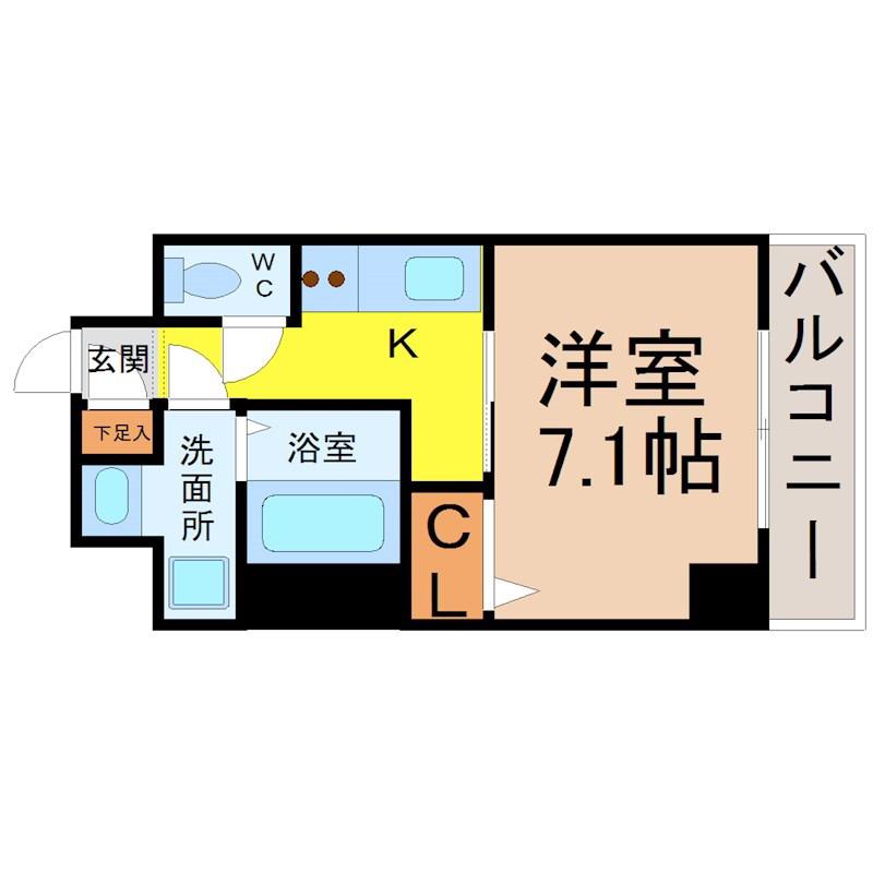 プランドール名駅(1K/6階)の間取り写真