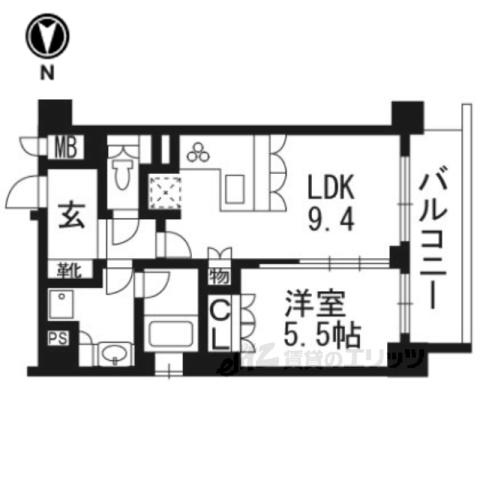 リーガル京都堀川中立売(1LDK/4階)の間取り写真