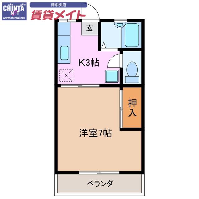 アクティブシティC(1K/2階)の間取り写真
