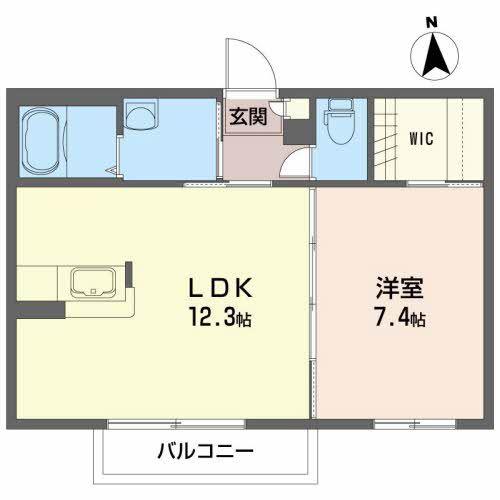 ソレイユA(1LDK/2階)の間取り写真