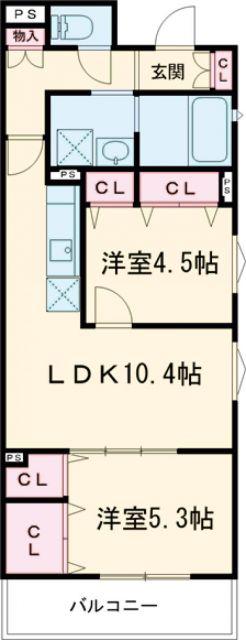 クリエオーレりんくうタウンI(2LDK/1階)の間取り写真