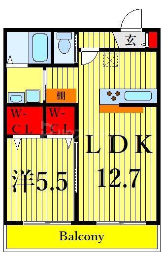ル シエル ブルー(1LDK/1階)の間取り写真